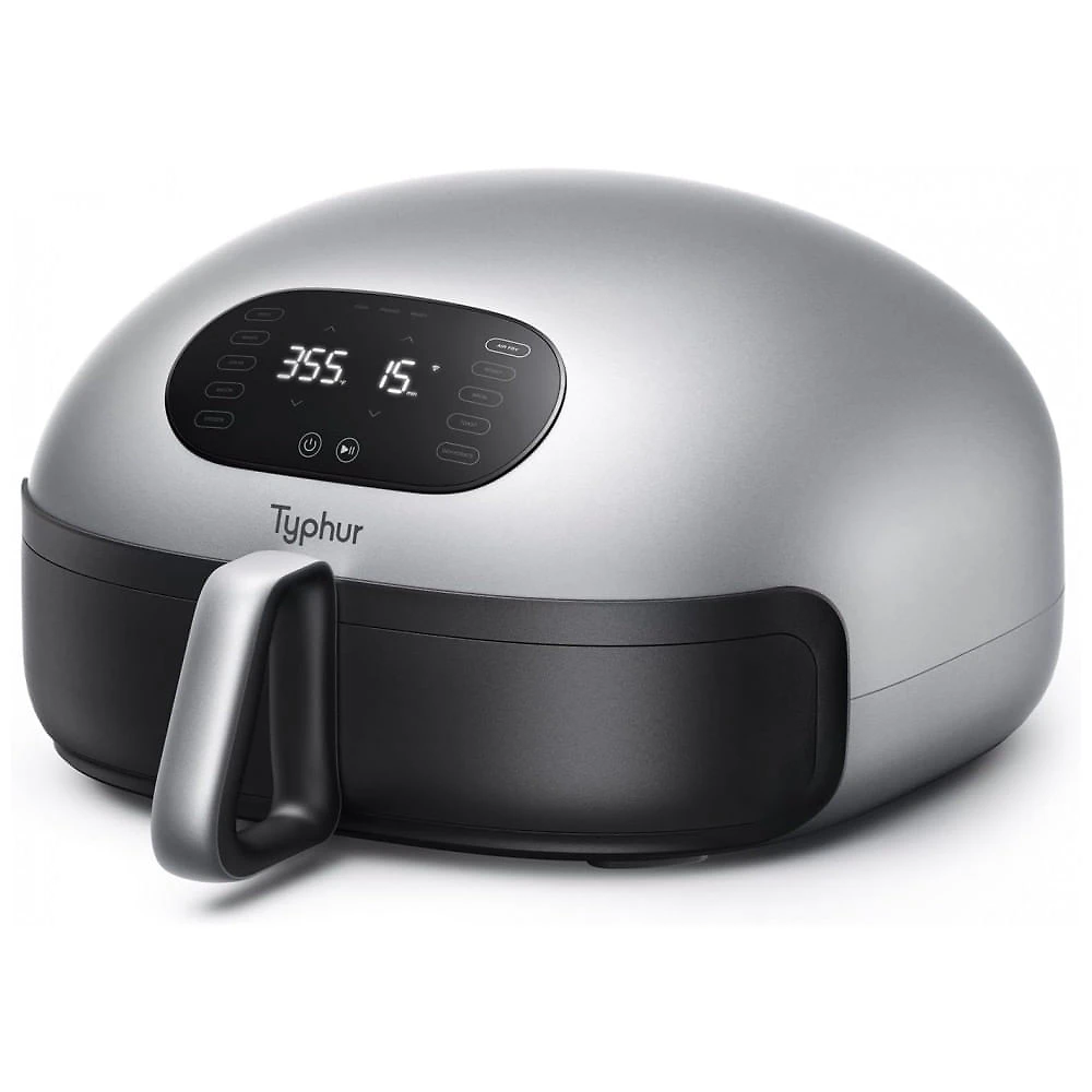 Fritadeira Elétrica Airfryer 5L Inteligente com Auto Limpeza e Cesta para Lava Louça, 110V 1750W, Typhur, Prata