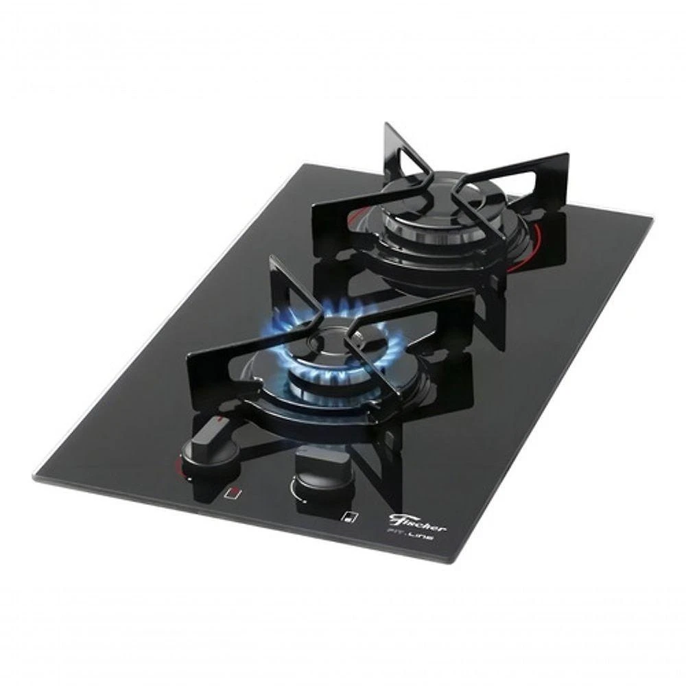 Fogão Cooktop Com Alimentação Gás Fischer Preto 2 Queimadores Bivolt