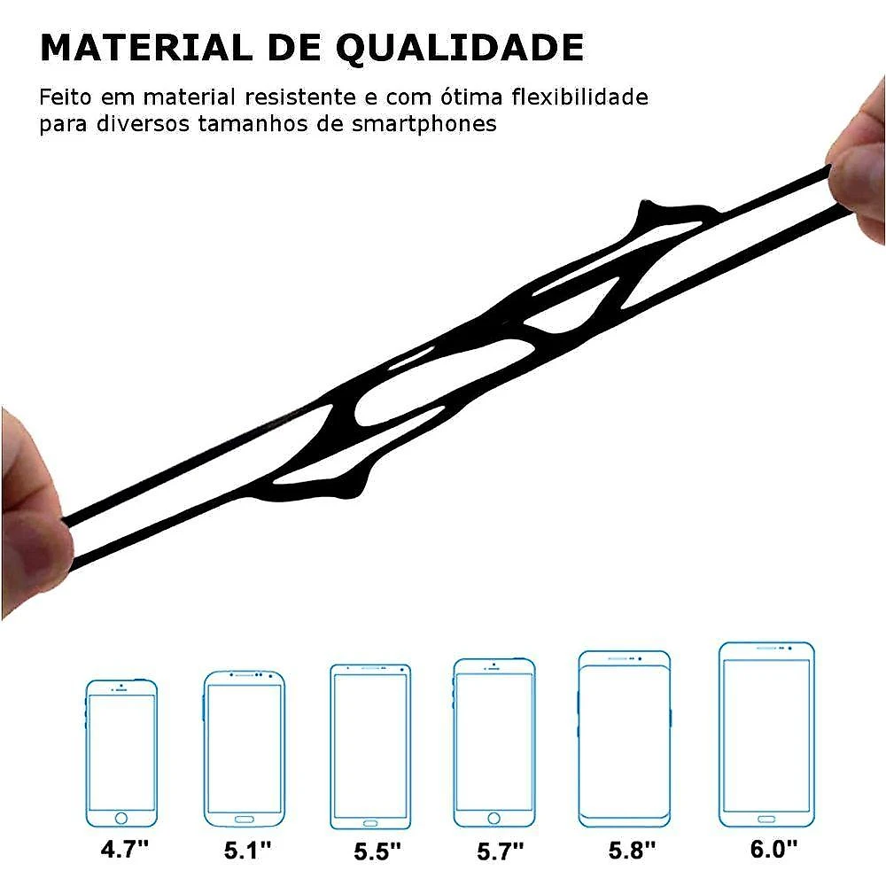 Suporte de Silicone Elástico para Smartphones - Preto