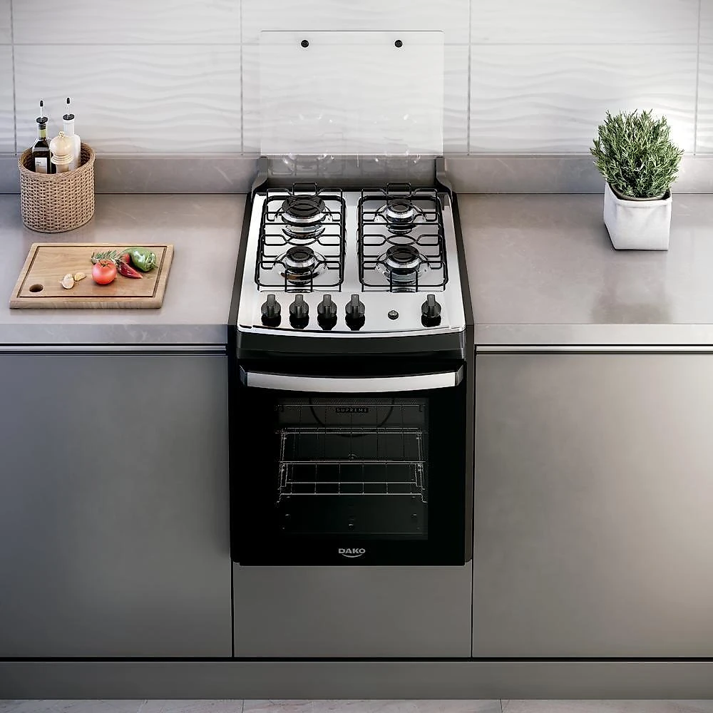 Fogão 4 Bocas Embutir Dako Supreme Mesa De Inox Preto Bivolt