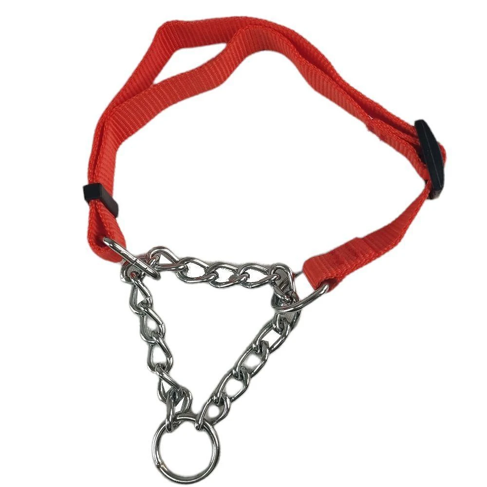 Coleira Corrente Nylon 2.5cm Ajustavel Aço Elo Torcido