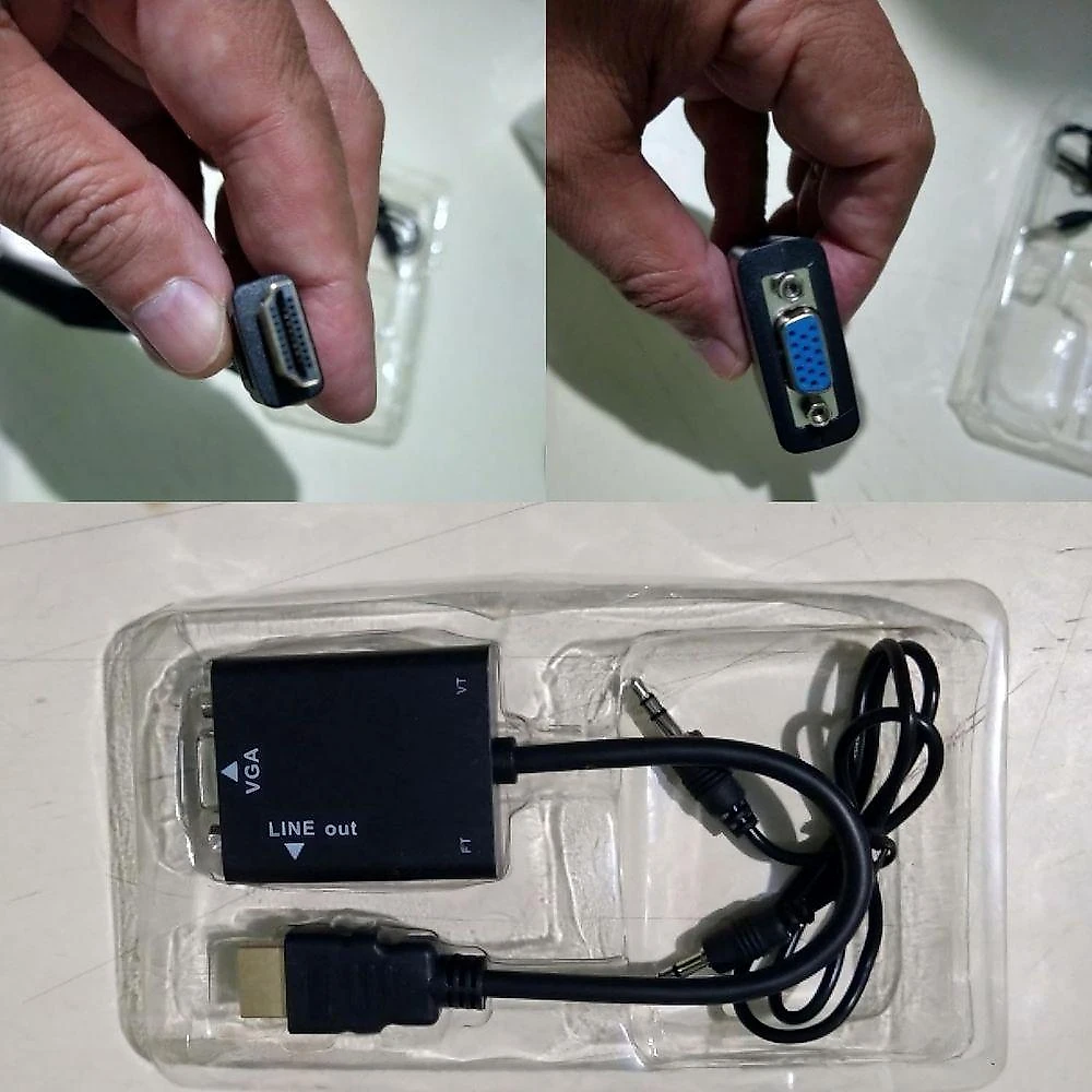 Cabo Conversor HDMI para VGA Adaptador com Áudio Estéreo P2 Plug And Play LF Presentes