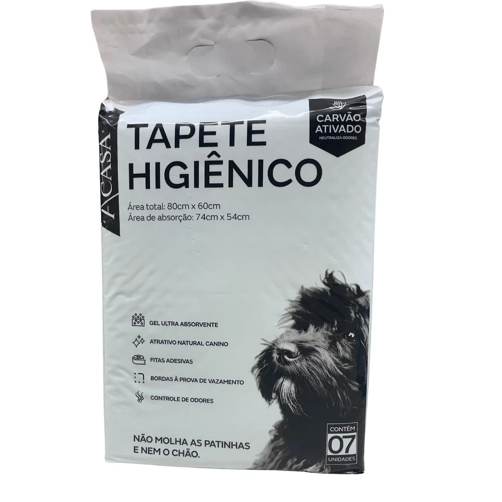 Tapete Higiênico Carvão com 7 Unidades - A\CASA