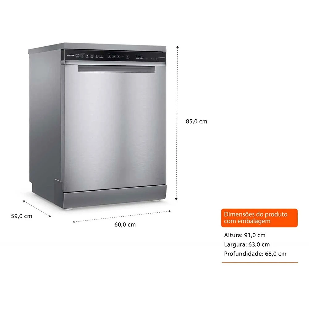 Miniatura Lava Louças Brastemp 15 Serviços Smart Sensor Inox BLF61AR Inox - 110V