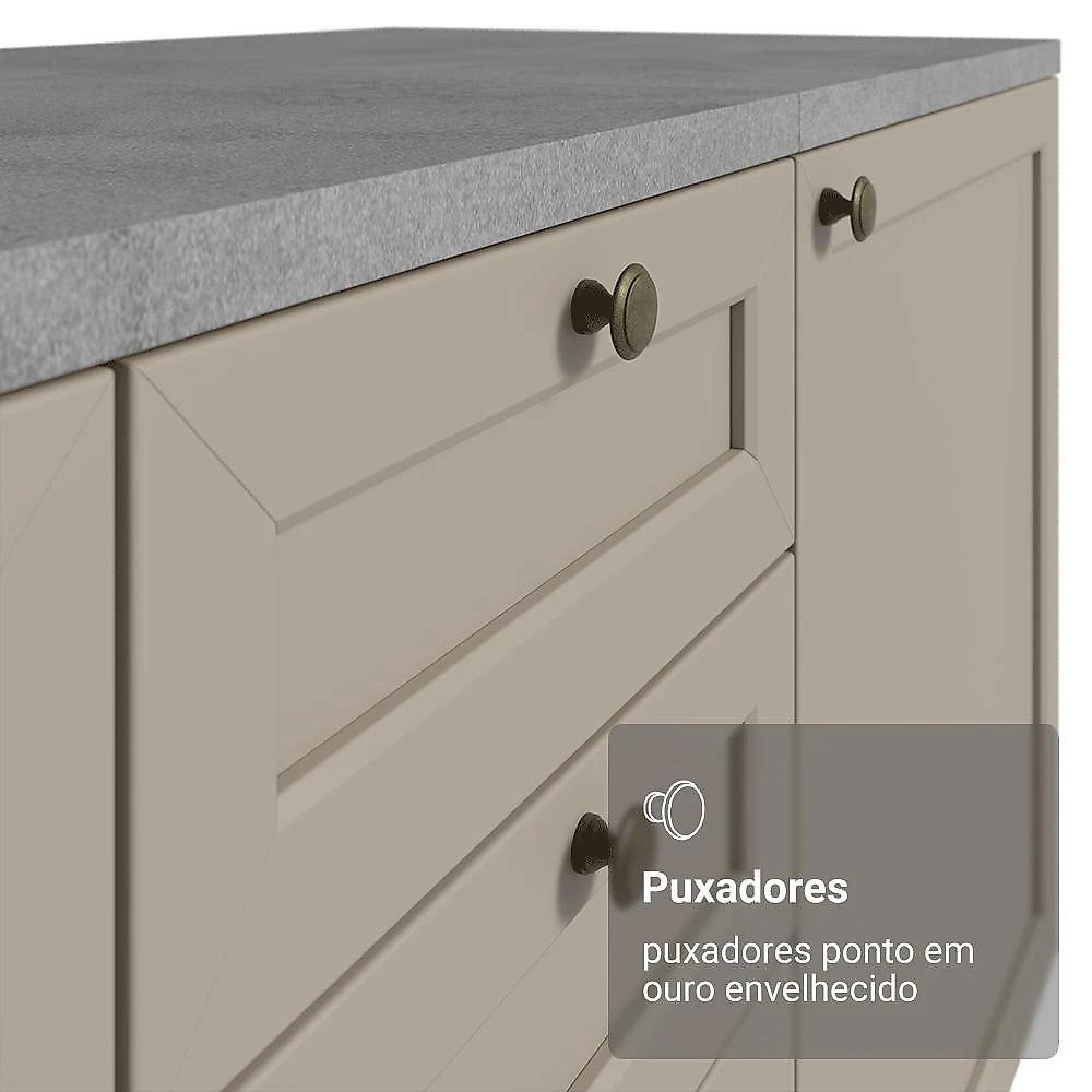 Armário de Cozinha Completa 280 cm Branco/Crema Vik Madesa 01