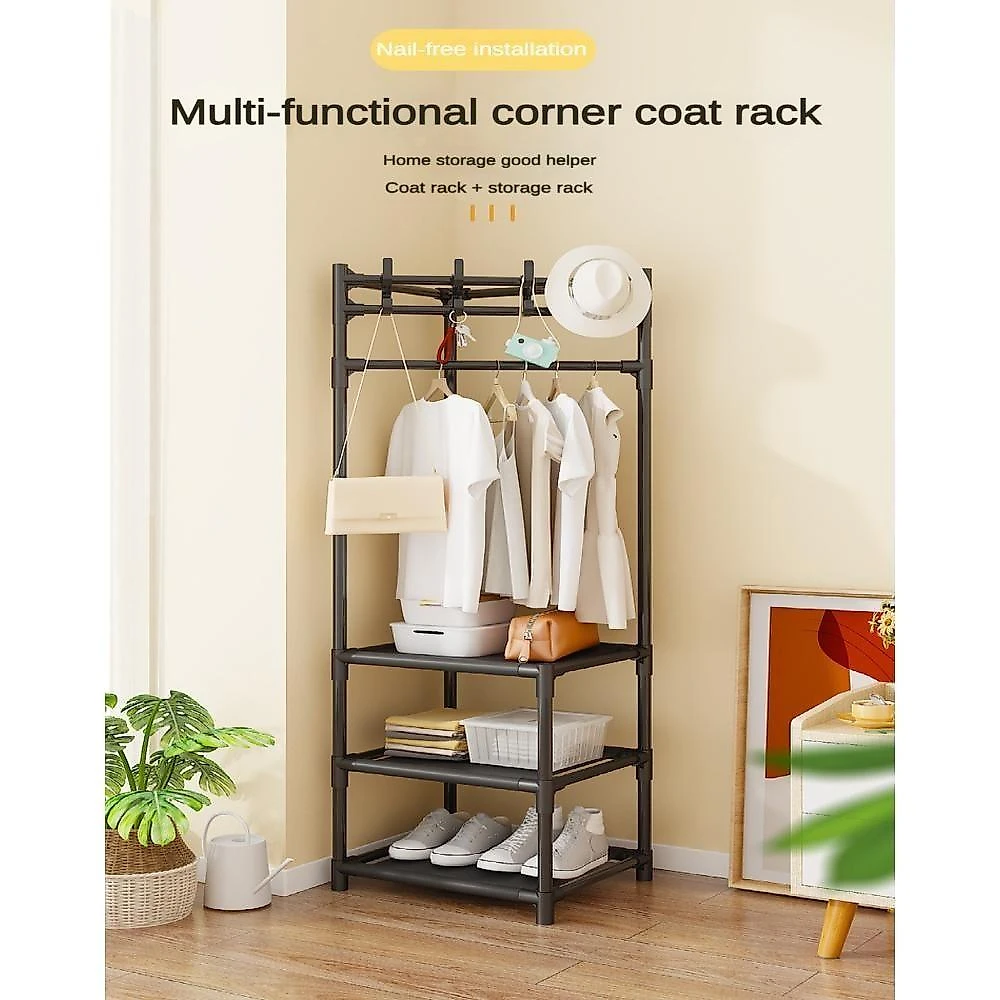 Armario Organizador Rack Canto Cabides Roupas Portatil Dobravel Aberto Arara Sapateira