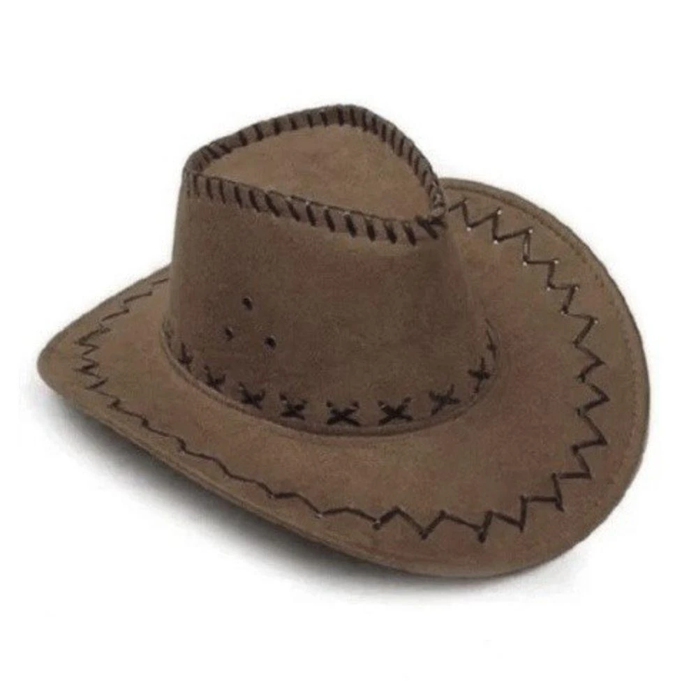 Chapéu de Cowboy OEM Estilo Camurça em Camurça 35cm X 38cm Terra Marrom Unissex