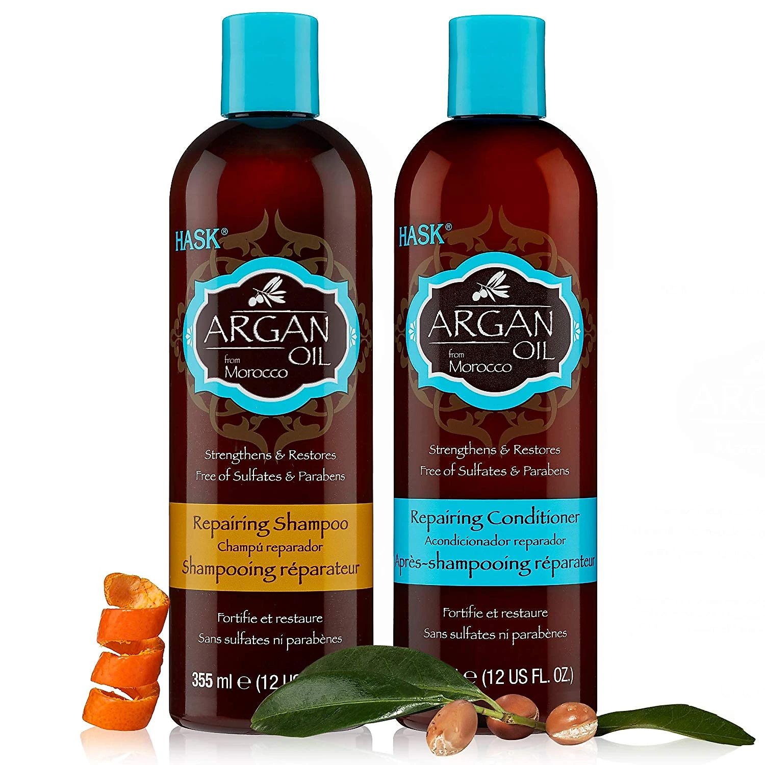 Shampoo e Condicionador Óleo de Argan Cabelos Macios Sedosos e Brilhantes 355ml