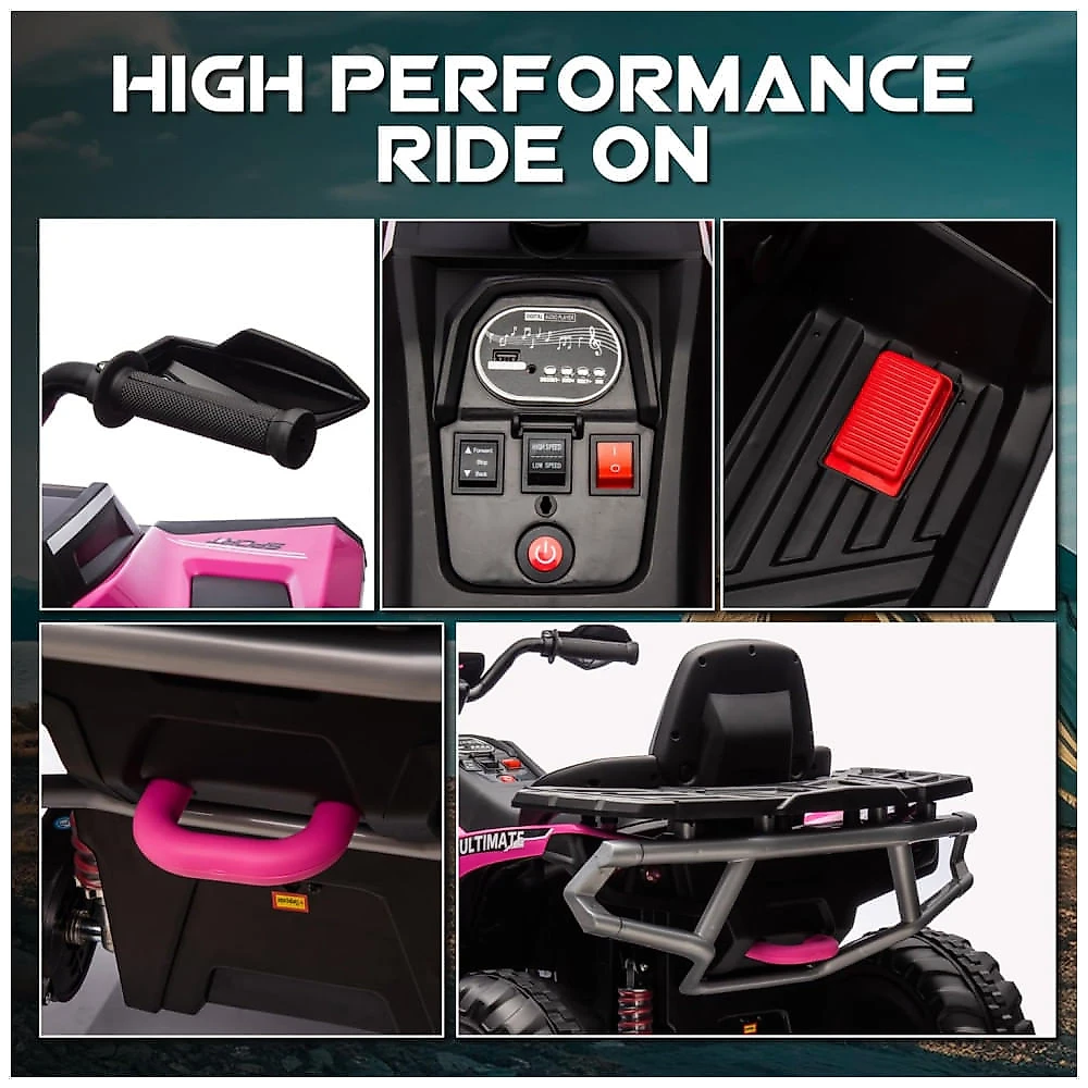 ATV Elétrico JoyRydz 24V Para Crianças 3+ – 2 Lugares, 9,6 Km/h, Luzes LED E Marcha Ré