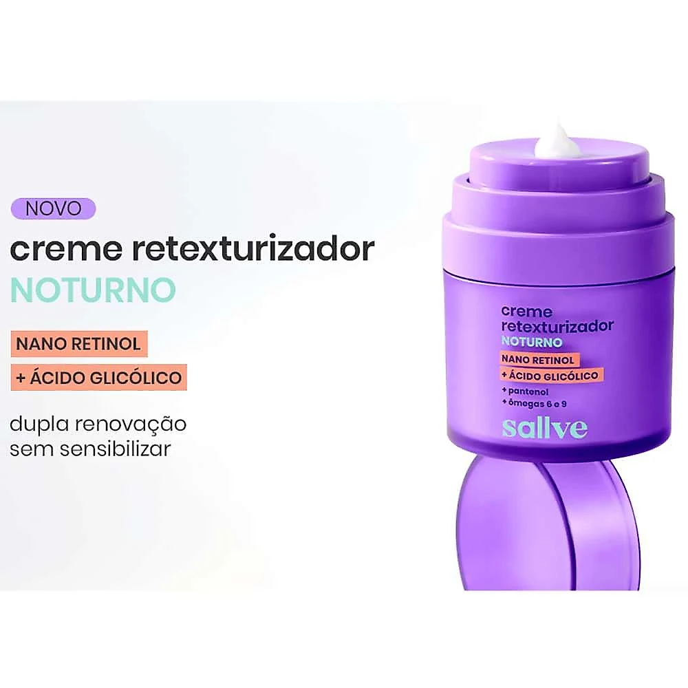 Creme facial retexturizador noturno sallve 30g