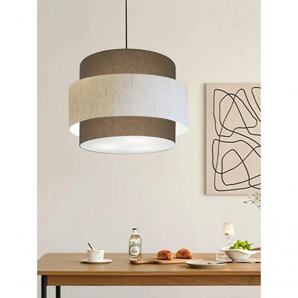 Lustre Para Sala De Jantar Vivare Md-4394 Cúpula Em Tecido 50cm Cáqui-linho-bege-cáqui 127/220v
