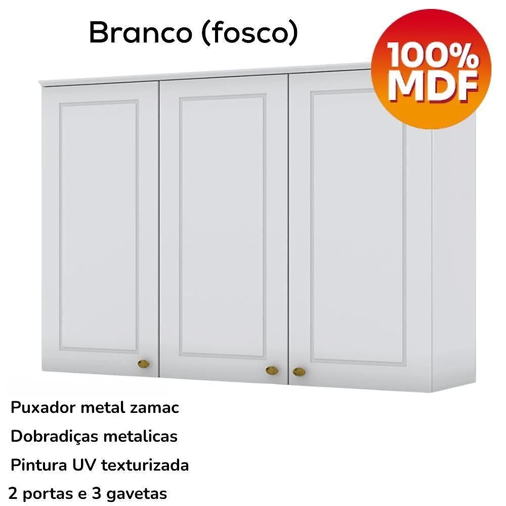 Cozinha Modulada 4 Pecas 272 Cm Ce373 Americana Branco Calcare Henn Branco Calcare