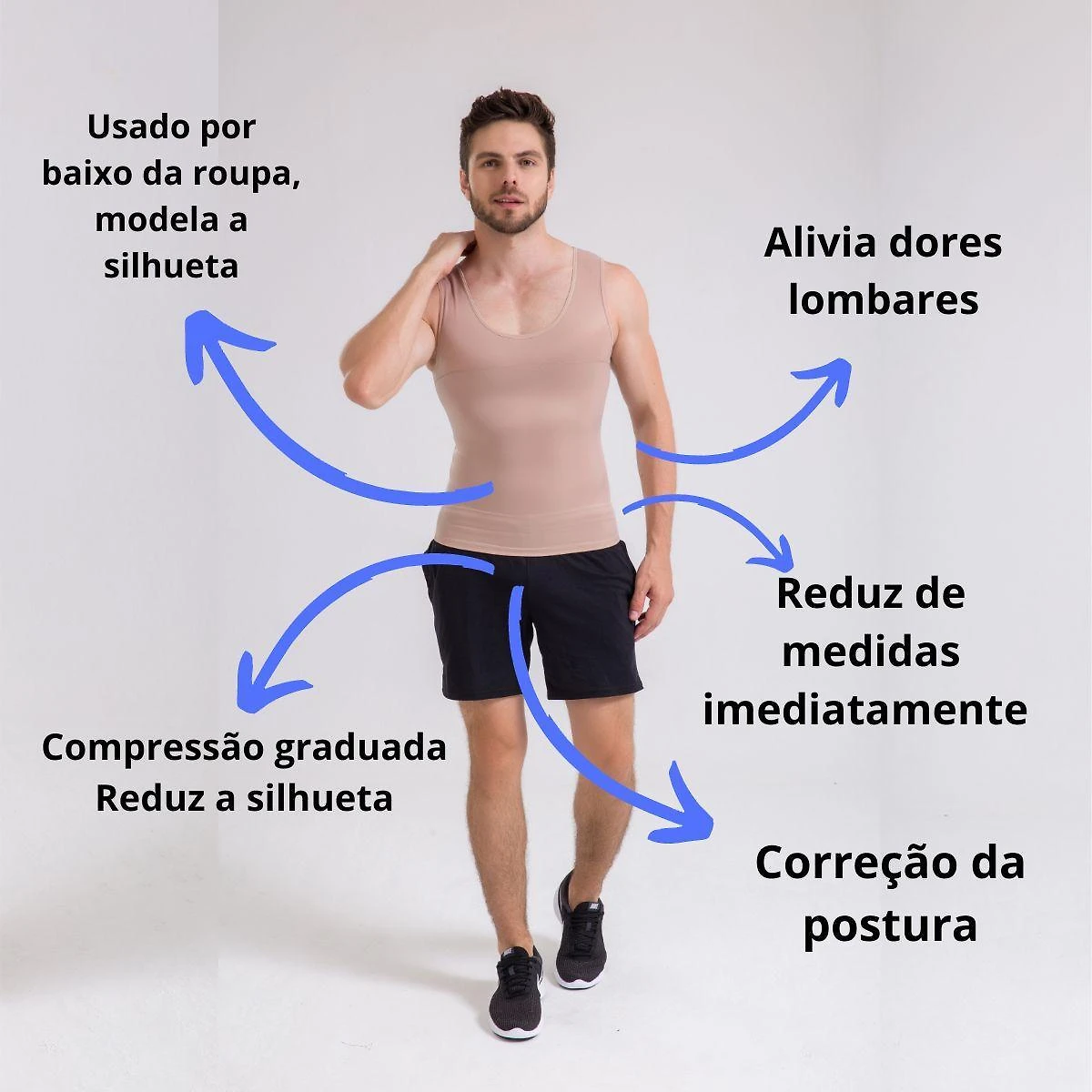 Miniatura Cinta Camisete Corrige Postura Redutor Masculino Esbelt 5770