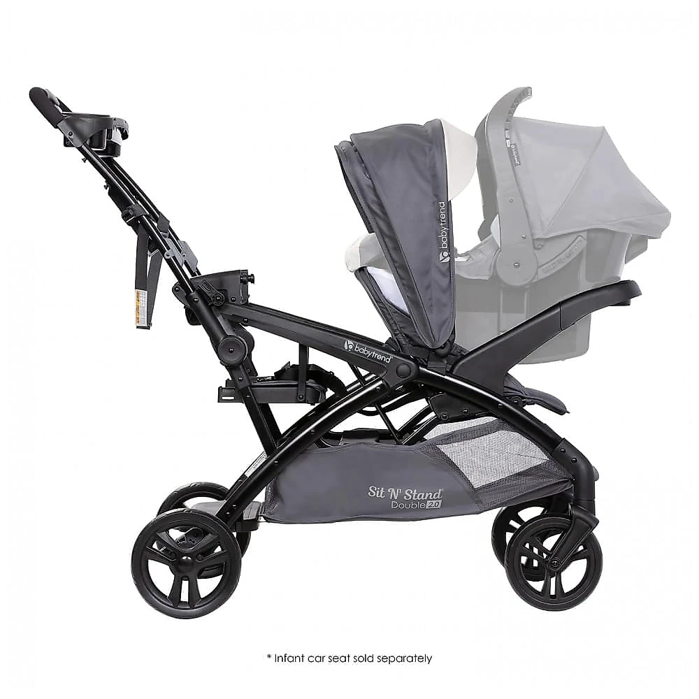 Carrinho de Bebê Duplo com Porta Copos, Baby Trend, Preto