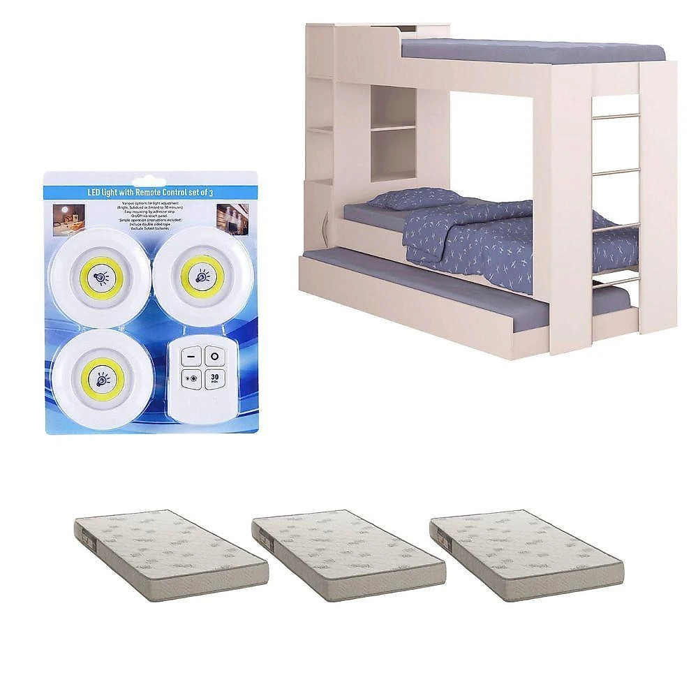 Beliche Ditália Cama Aux C/colchões+ Kit Luz Cm-15 Cor:branco Branco
