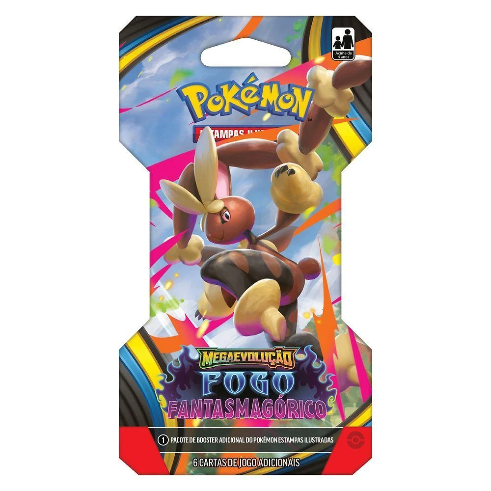 Pacote de Booster Especial Pokemon TCG Fogo Fantasmagorico Megaevolucao Blister Unitario Arco-iris