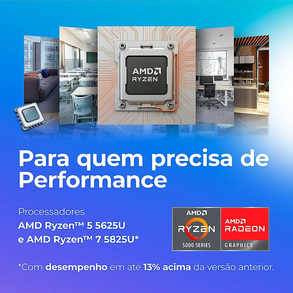Notebook Positivo Vision R15M AMD® Ryzen 5-5625U Linux 8GB RAM 256GB SSD Wi-Fi 6 15” Full HD IPS Minitela - Preto