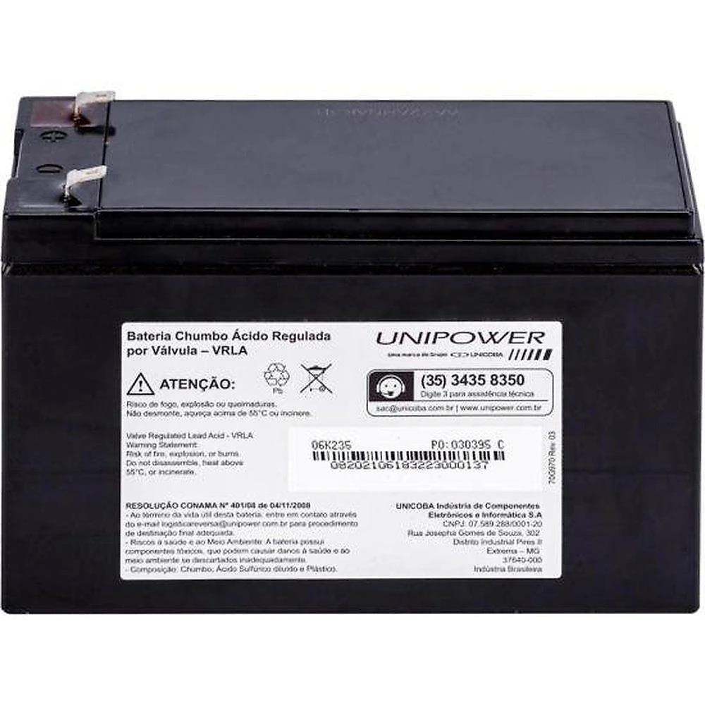 Bateria Estacionária Selada VRLA Unipower UP1290 para Aplicações Diversas 9AH 12V