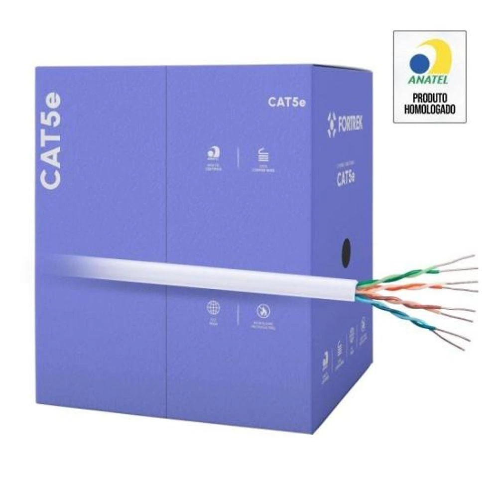 Cabo de Rede FK 500C com Condutor 100% Cobre e Transmissão Eficiente Branco Fortrek 305M