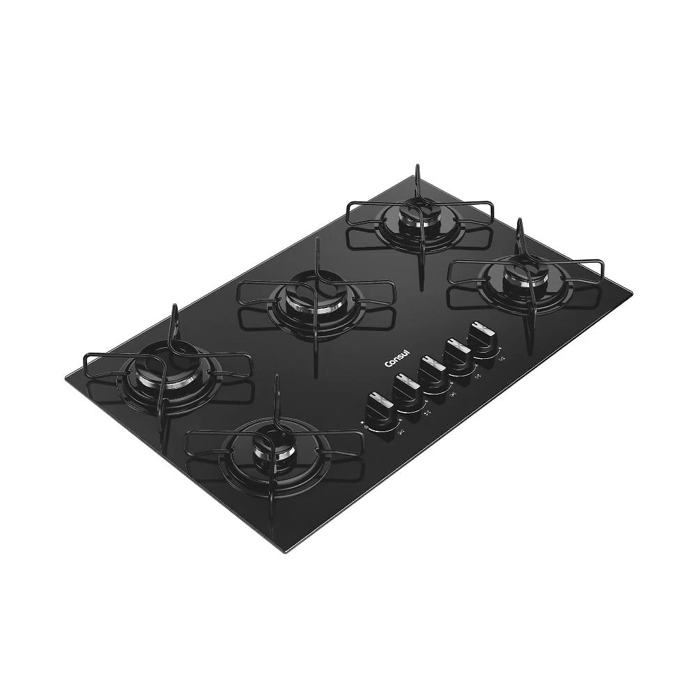Cooktop 5 bocas consul cd075be mesa de vidro grade de aço ferro aramado bivolt preto