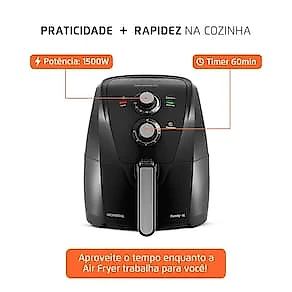 Fritadeira Elétrica sem Óleo Air Fryer Mondial Family 4 Litros AFN-40-FB Preta 110V