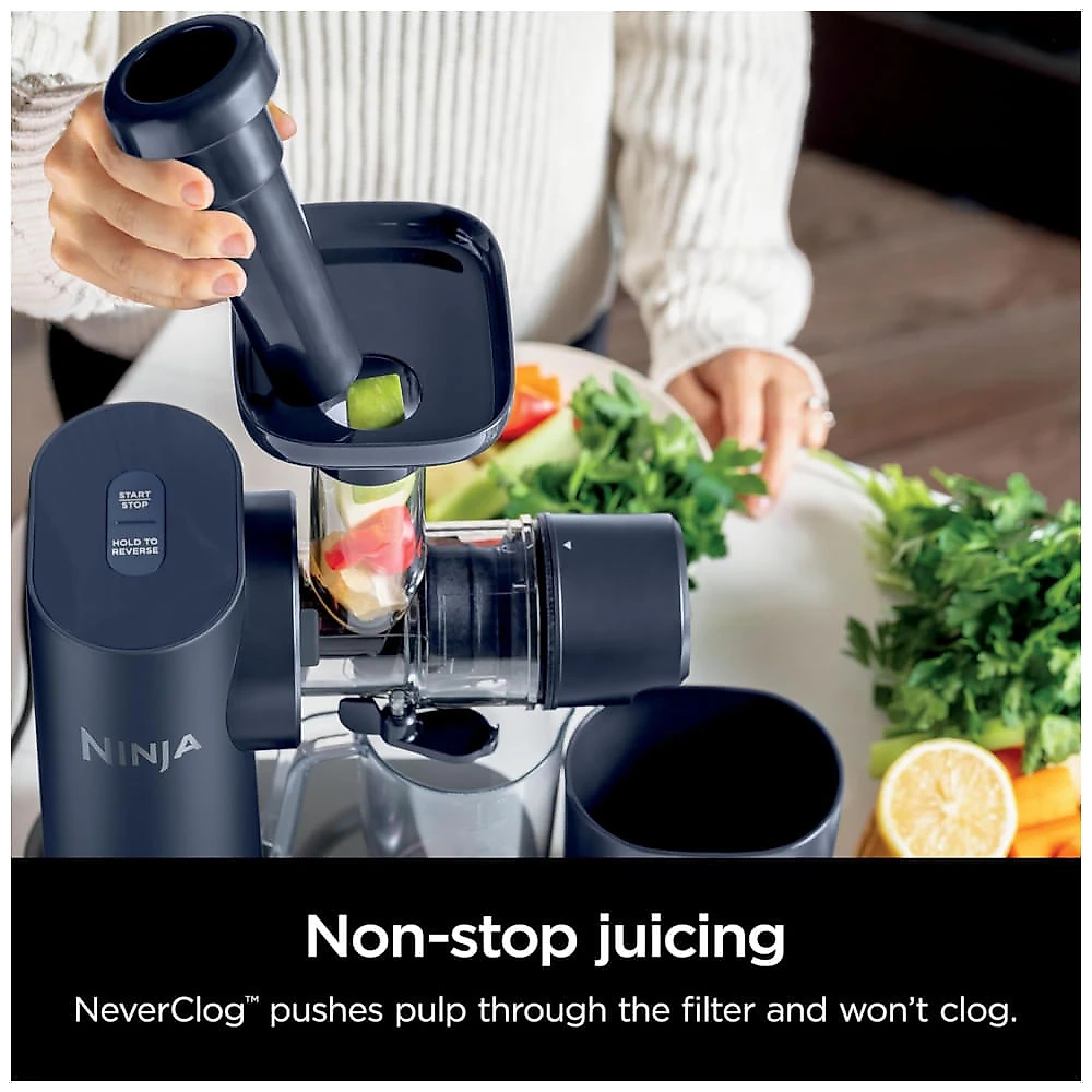 Extrator de Suco Ninja NeverClog Cold Press, Potente e Eficiente, Controle Total de Polpa, Elétrico, 2 Funções de Polpa,