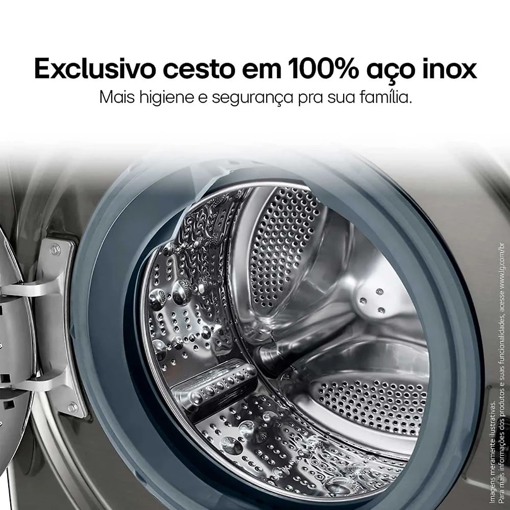 Lava e Seca Smart LG VC4 12kg Look com Inteligência Artificial AIDD CV5012PC4 Inox - 110V