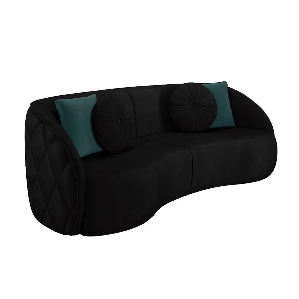 Sofá 4 Lugares Para Sala Living Olimpo 318 Cm M03 Veludo Preto Lyam Decor
