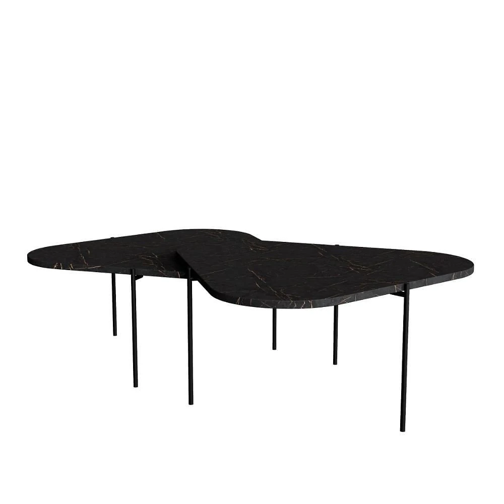 Kit 2 Mesa De Centro Para Salas 65cm Palheta - Preto