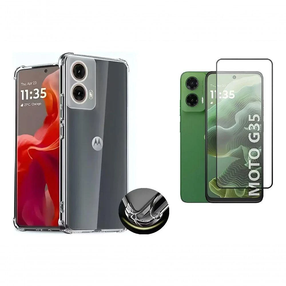 Capa de Celular + Pelicula Protetora Outras Marcas Moto G35 6.72 Anti Impacto TPU Termoplastico