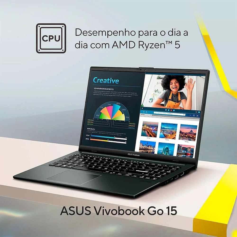 Notebook Vivobook Go 15 8GB 512GB W11 NJ836W Asus Mixed Black
