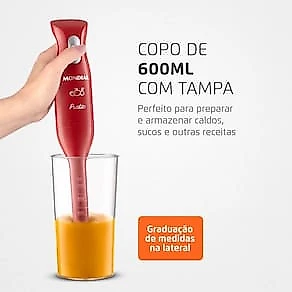 Mixer Mondial Pratic M-15-R 2 em 1 com Copo Medidor Vermelho – 200 W 110V