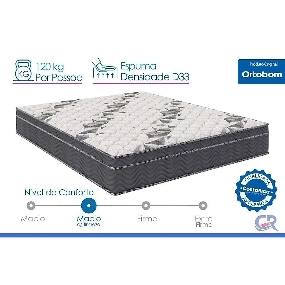 Colchão Casal Ortopédico D33 Airtech 100 Euro Pillow 138x188x28CM Ortobom