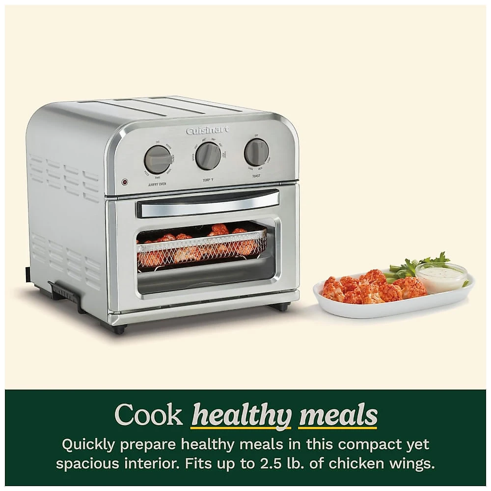 Forno Eltrico Compacto de Bancada 6 em 1 com Funo Air Fryer, Temporizador, Cesta, Assadeira e Bandeja Coletora 110V 1800W, Cuisinart, Prata 110v