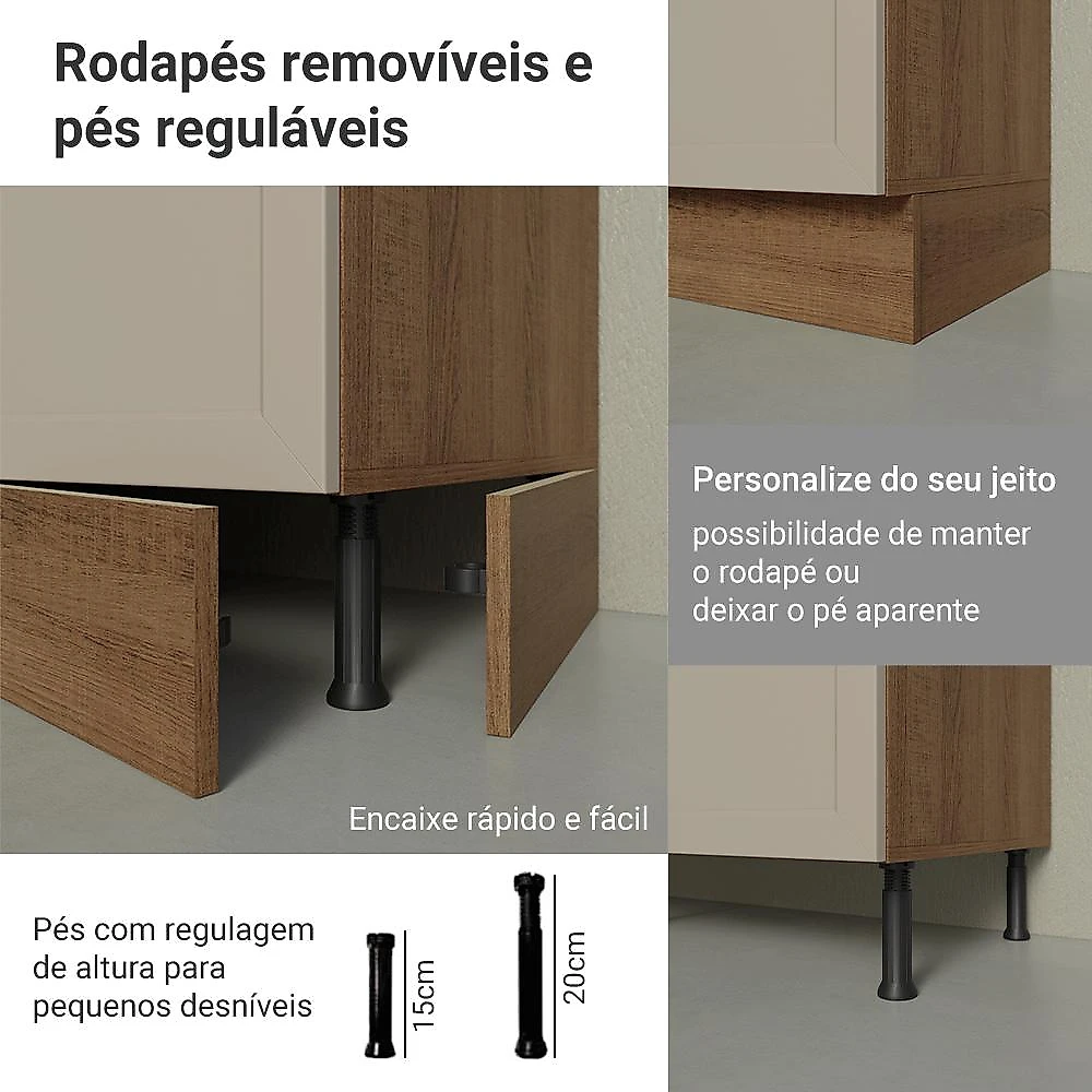 Armário de Cozinha Completa 340 cm Rustic/Crema Vik Madesa 01