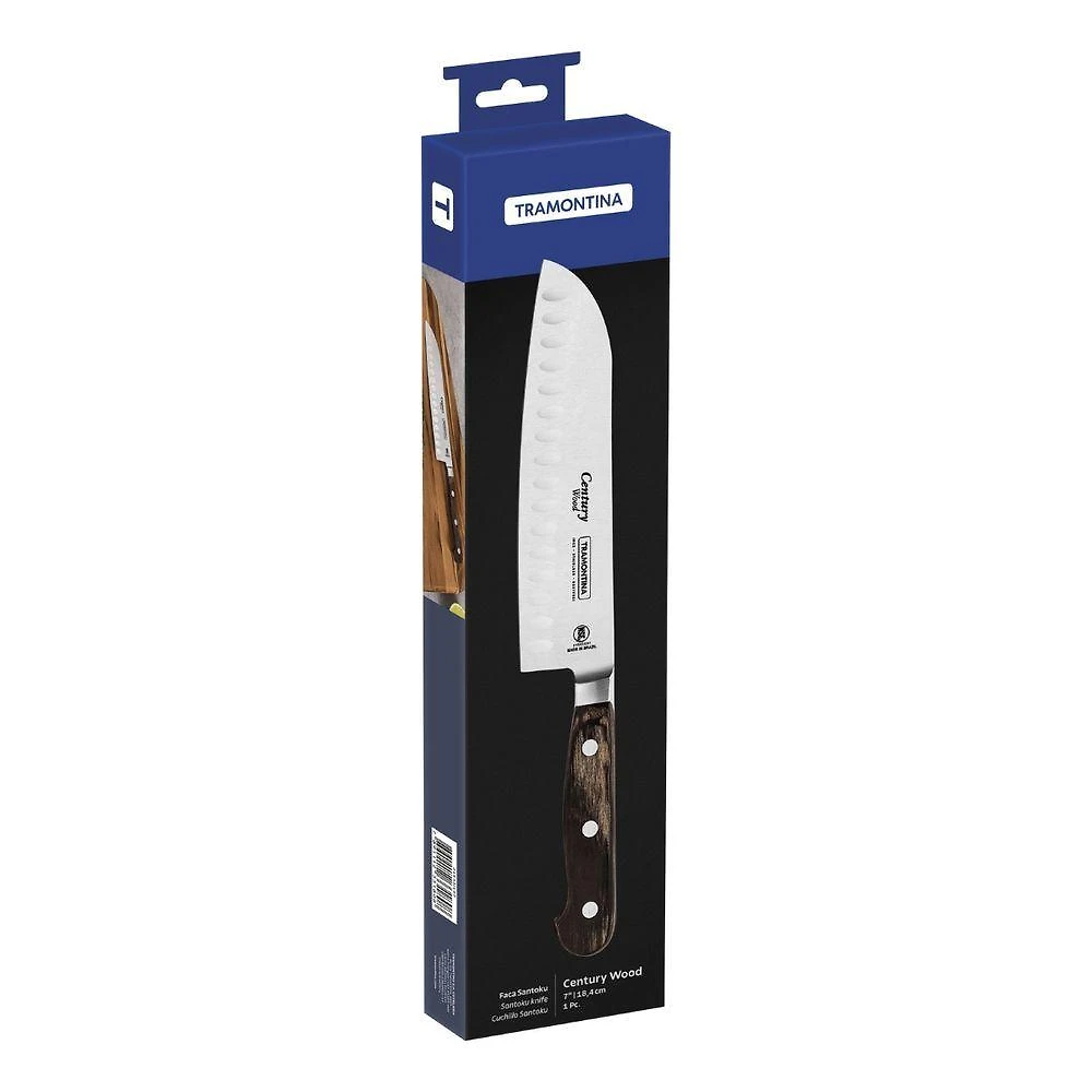 Faca Santoku Century Wood Corte Preciso Lâmina Aço Inox Especial Forjado Cabo Madeira Tratada