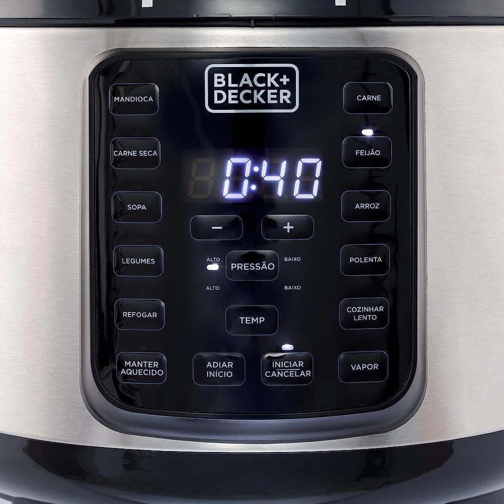 Panela de pressão elétrica black+decker pp900g gourmand gris 5l 900w inox 110