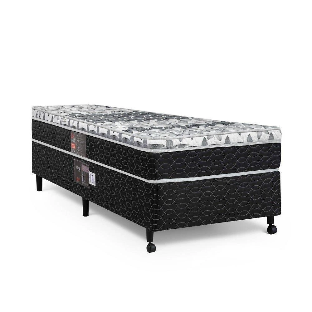 Cama Box + Colchão Castor Solteiro Class One Face Tecnopedic 96x203x52cm