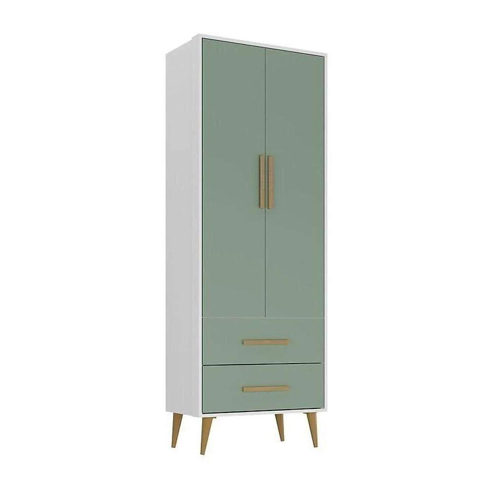 Quarto Infantil Completo Guarda-Roupa 2 Portas 2 Gavetas com Cômoda Magia Espresso Móveis Rosa/Branco