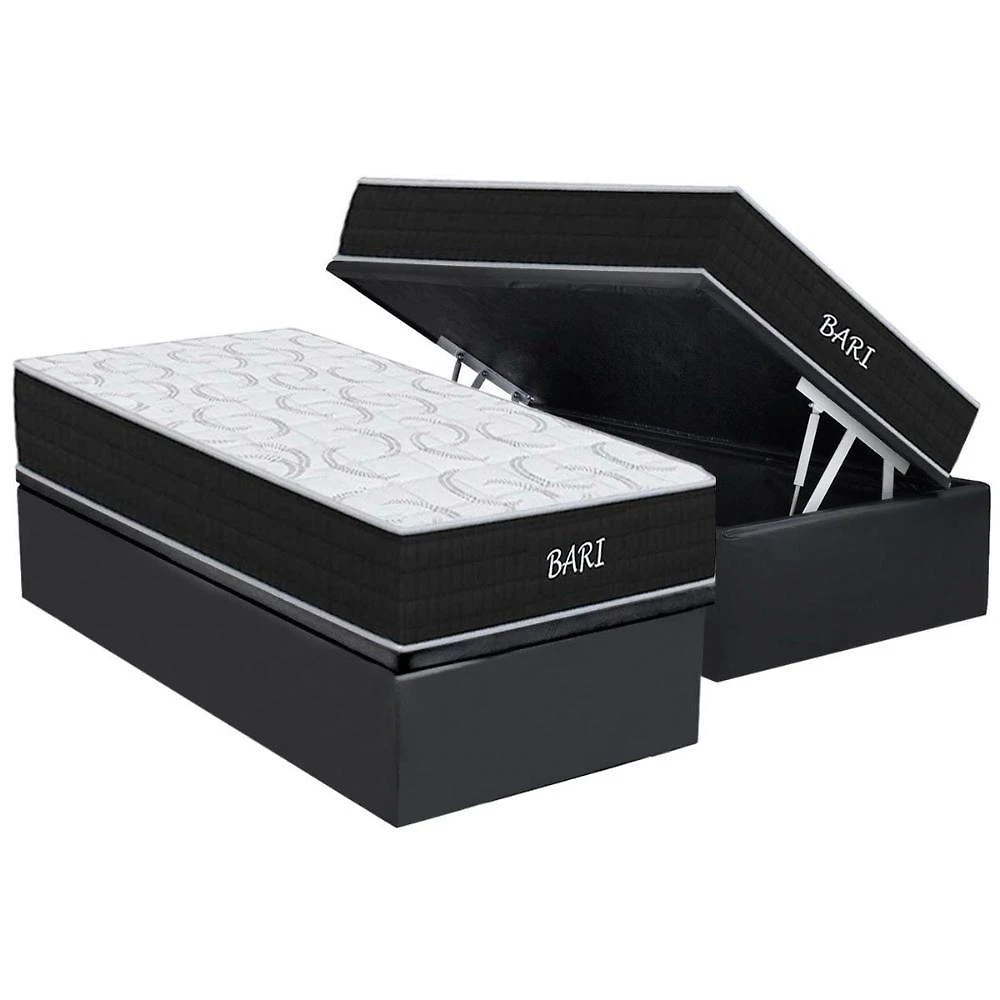 Conjunto Box Baú Casal: Colchão Espuma Orthoflex D45 Bari + Base Crc Courano Gray(138x188)