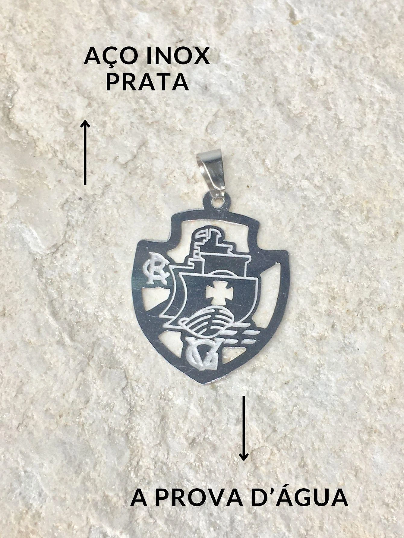 Pingente Masculino Feminino Delicado Escudo Time Vasco Prata