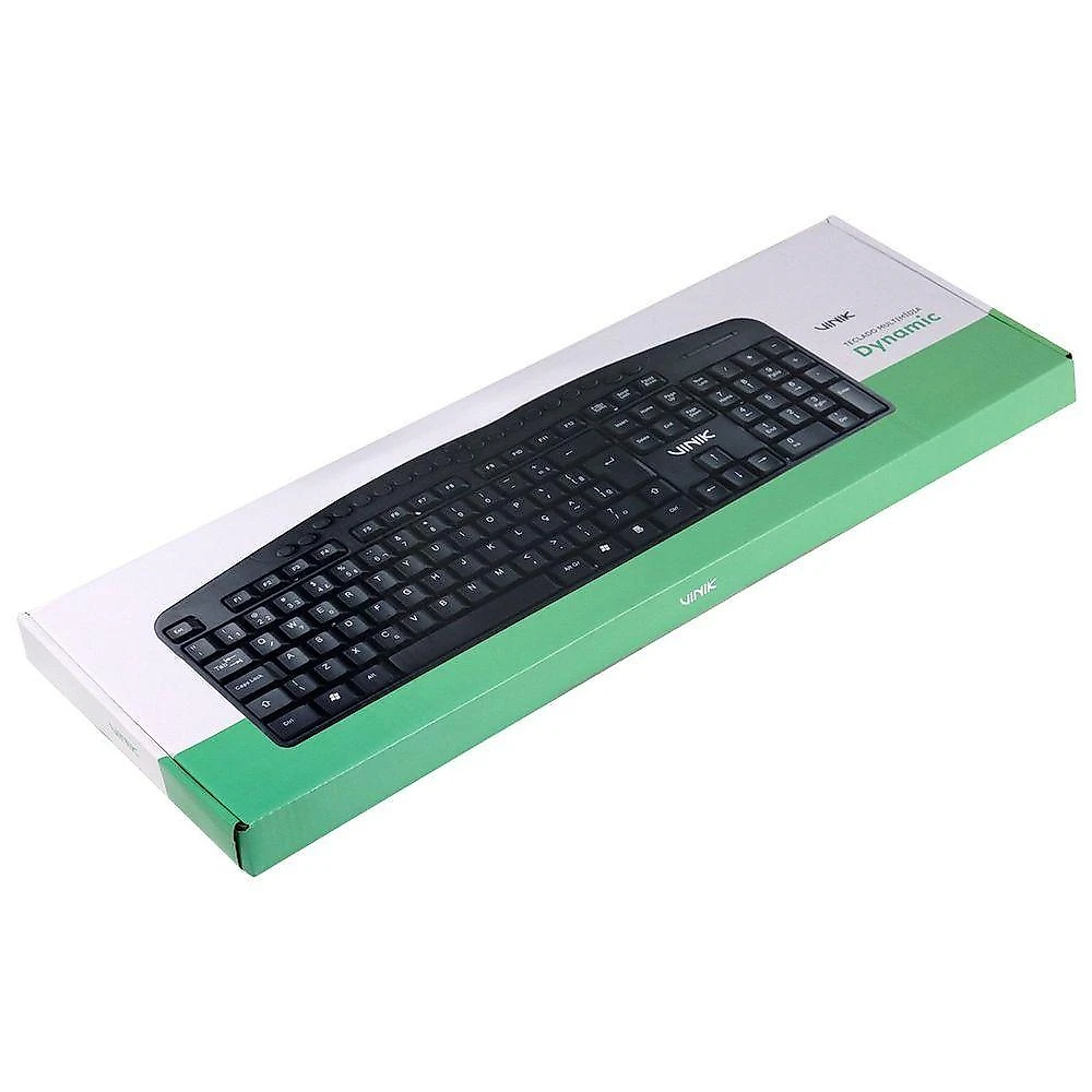 Teclado Usb Multimidia Dt141 107 Teclas Abnt2 com Atalhos Resistente à Água Preto Vinik