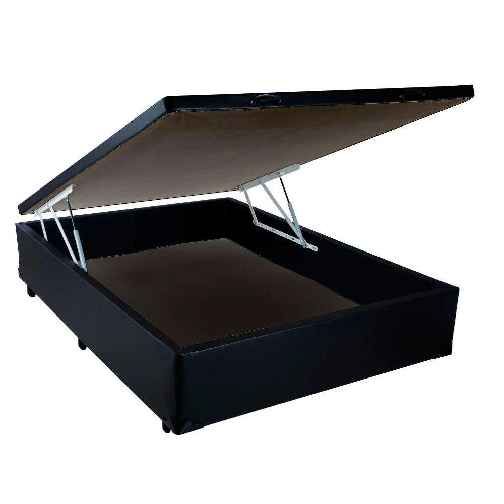 Cama Box com Baú Casal Extremo Reforçado Blindado Sintético Preto Homequeen 138CM