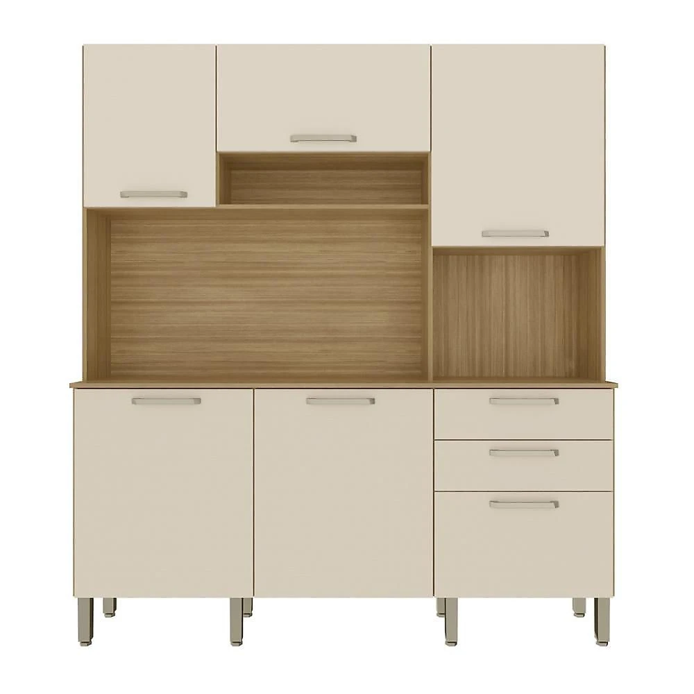 Armário De Cozinha Compacta Mdf 6 Portas Ferrara Plus Freijó-soft