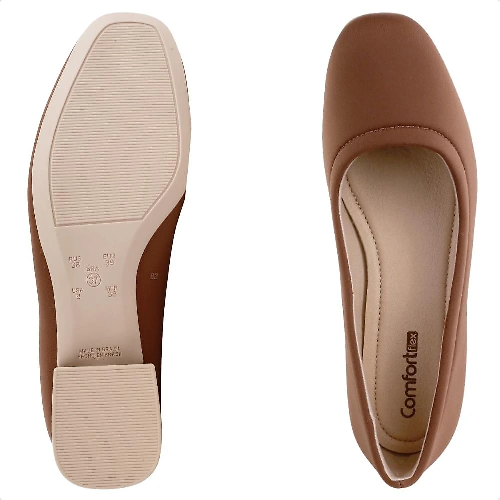 Scarpin Comfortflex Salto Bloco Feminino Marrom / Marrom - 34
