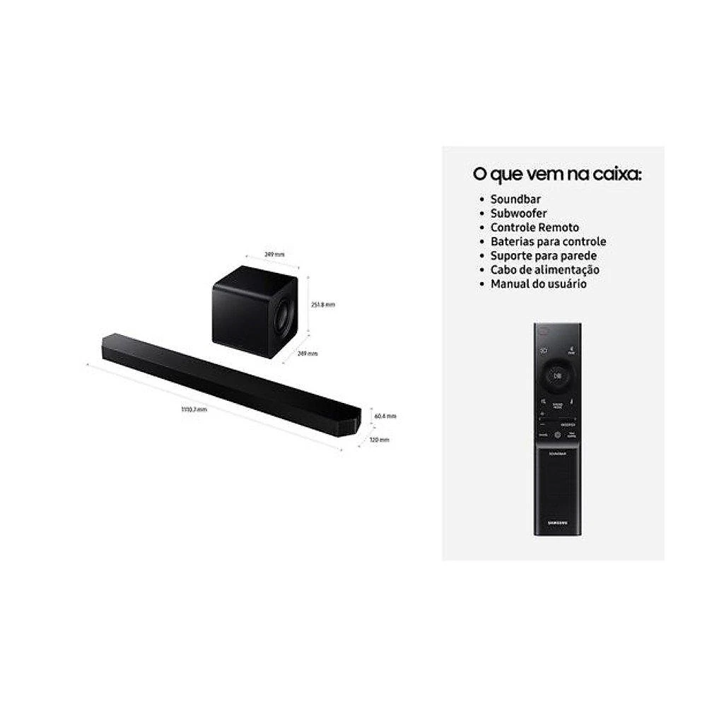 Soundbar Samsung Série Q HW-Q800H, Bluetooth, 360W, com Subwoofer Sem Fio, 5.1.2 Canais, Dolby Atmos, Preto - HWQ800HZD