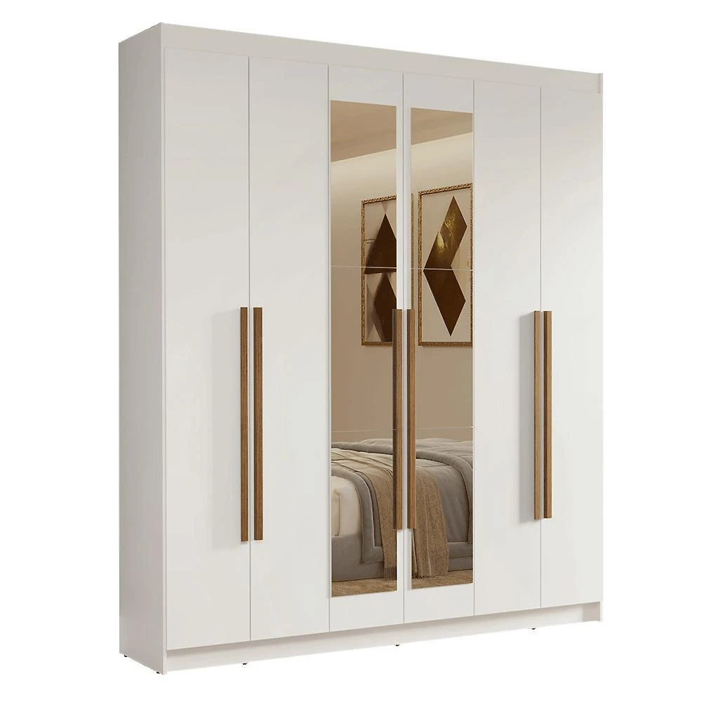 Guarda-roupa casal 6 portas batentes com espelho saturno madesa b
