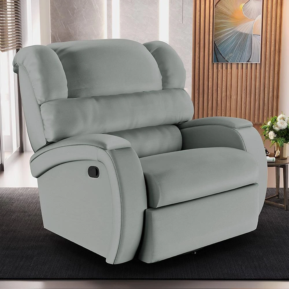 Poltrona Kylie Glider G23 Reclinável Giratória Couro Sintético Cinza Gran Belo