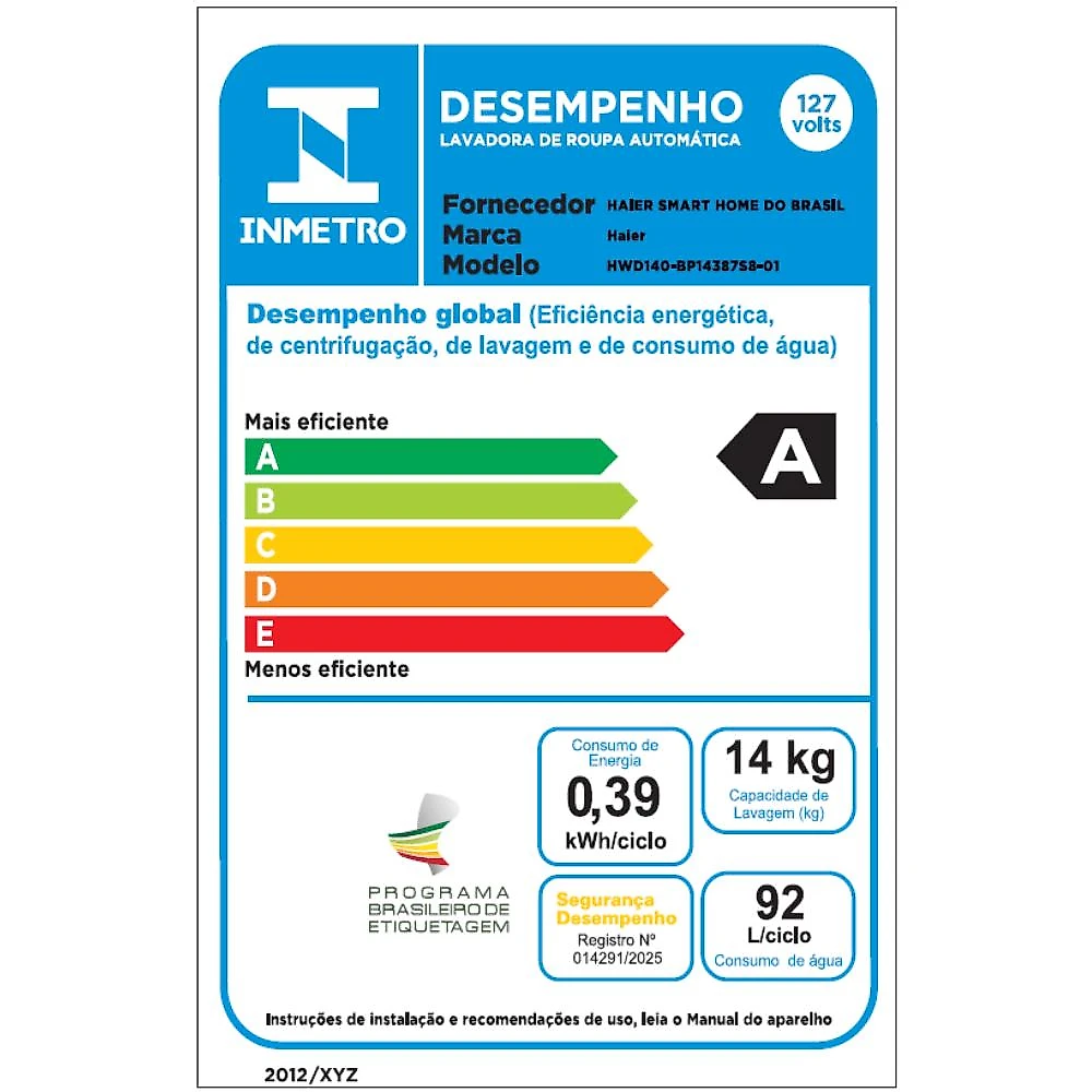 Lava e Seca Haier 14 Kg Series X9 Ultra Fresh Air Color AI Cinza HWD140 127V