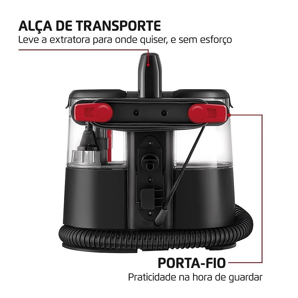 Extratora e higienizadora portátil mondial deep cleaner i 1650w exp-01-r preto/vermelho 220